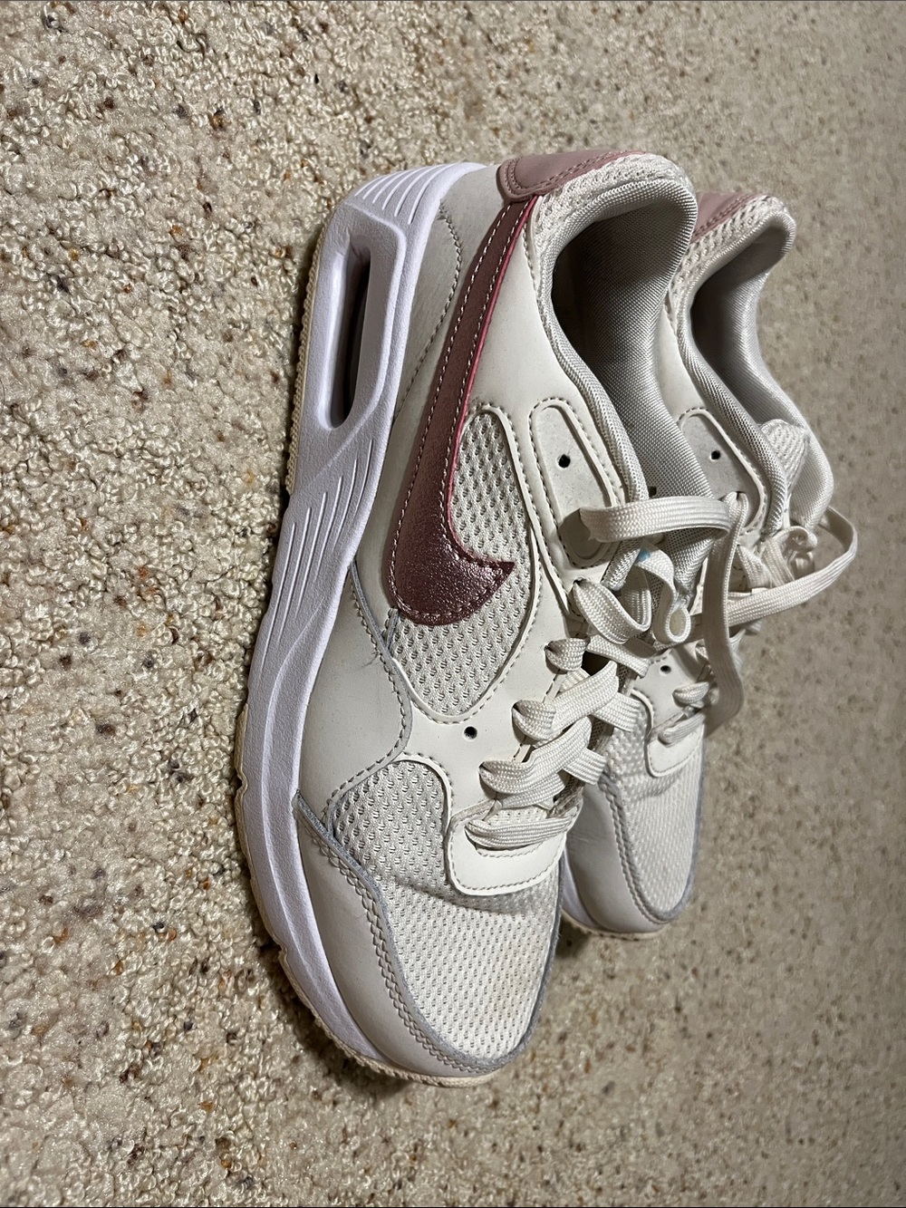 Nike Women’s Cream Athletic Sneakers with Dusty Pink Swoosh